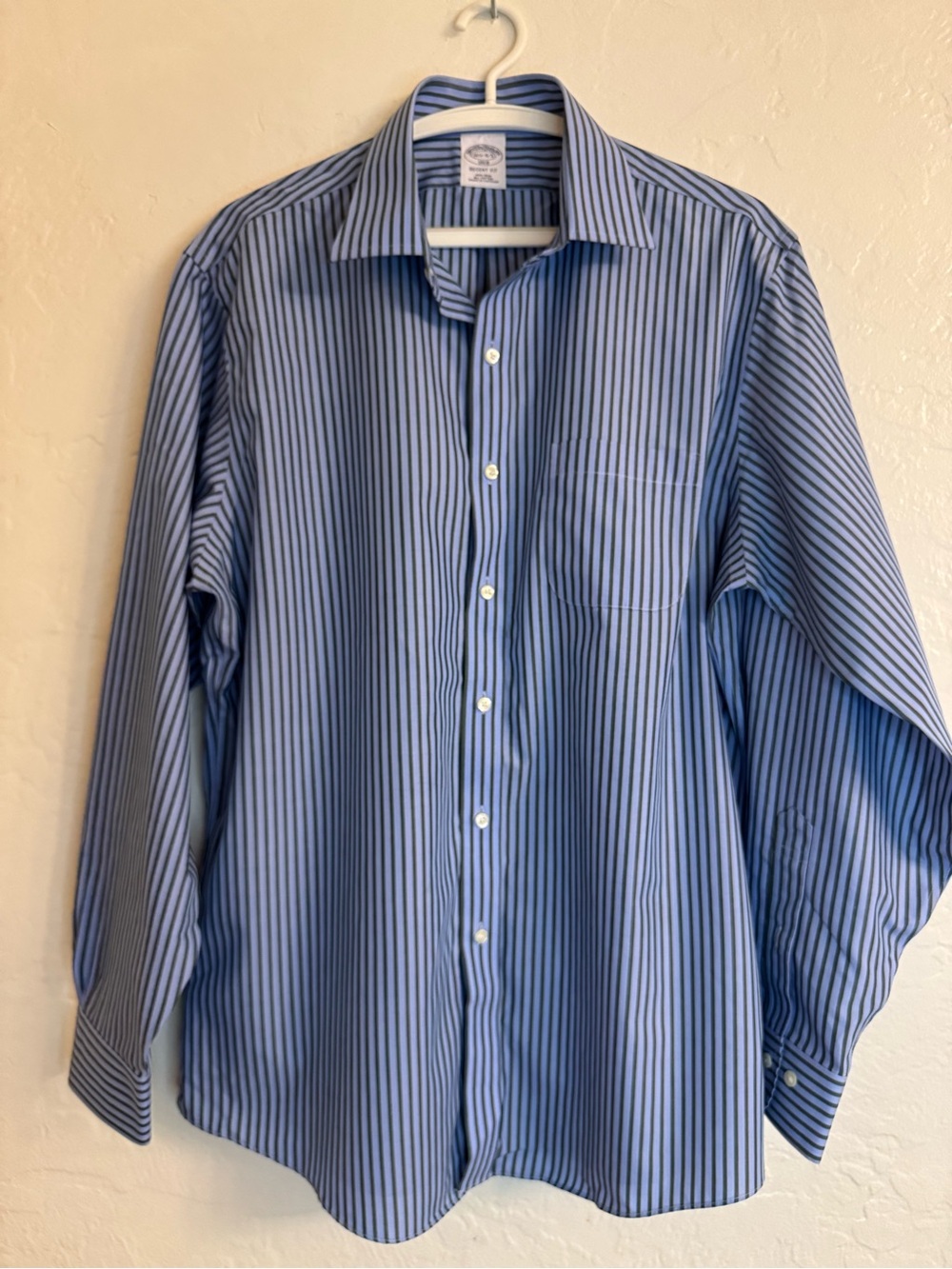Brooks Brothers Regent Fit Blue Stripe Non-Iron Dress Shirt – 16½-34/35